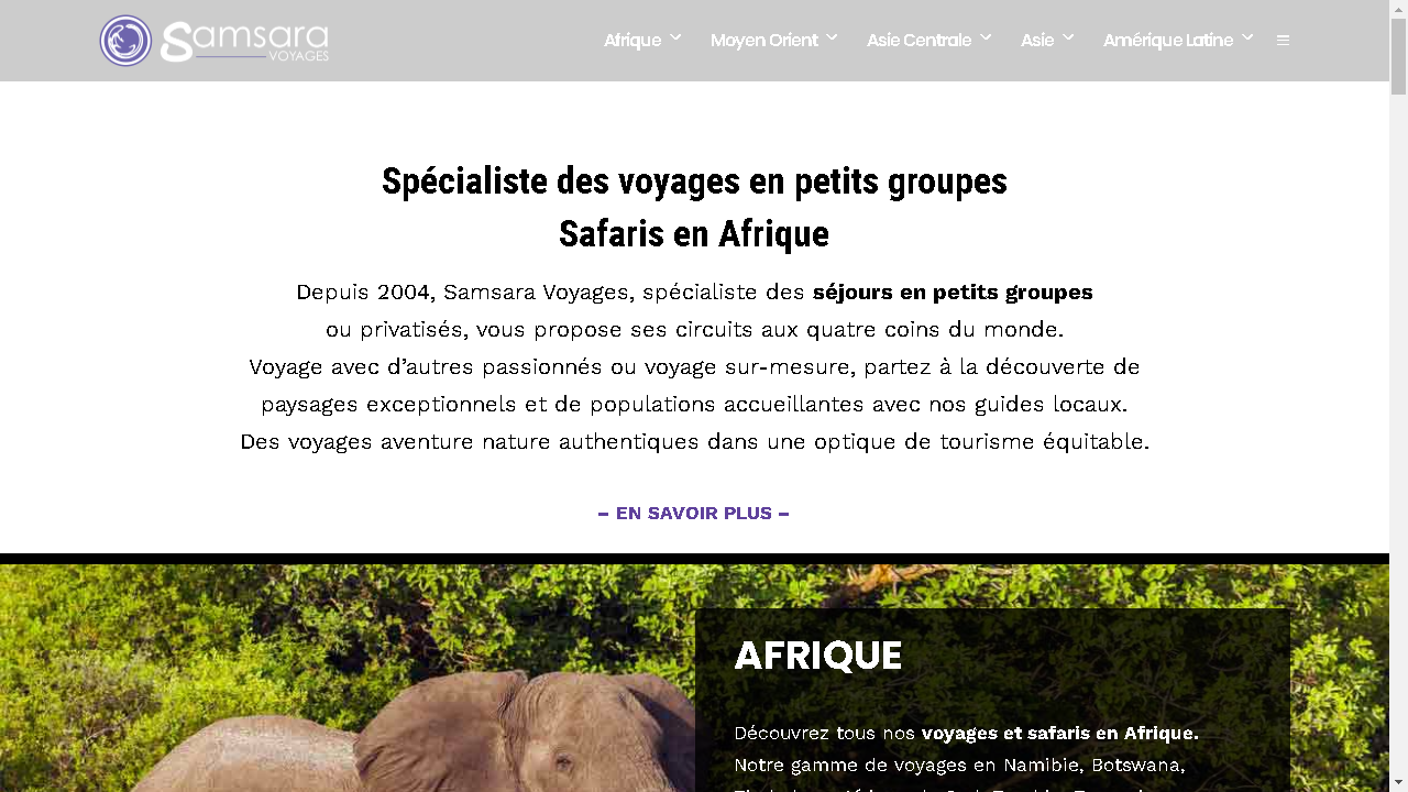 Capture d'écran de http://www.samsara-voyages.com